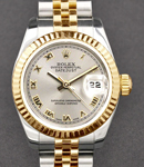 Datejust Ladies in Steel with Yellow Gold Fluted Bezel on Jubilee Bracelet with Steel Roman Dial