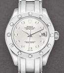 Masterpiece Lady's with White Gold 12 Diamond Bezel on Pearlmaster Bracelet with Silver Diamond Dial