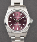 Ladies - Oyster Perpetual - No Date - 25mm on Oyster Bracelet with Red Grape Stick Dial