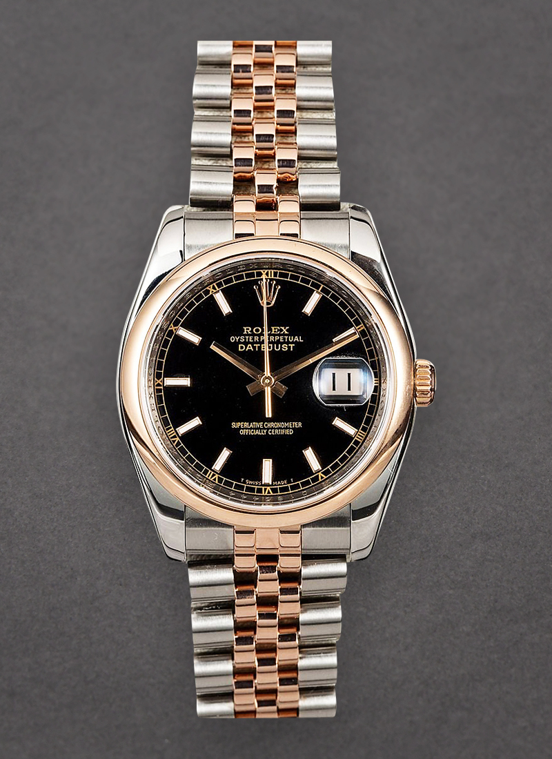 Pre-Owned Rolex Datejust 36mm in Steel with Rose Gold Fluted Bezel