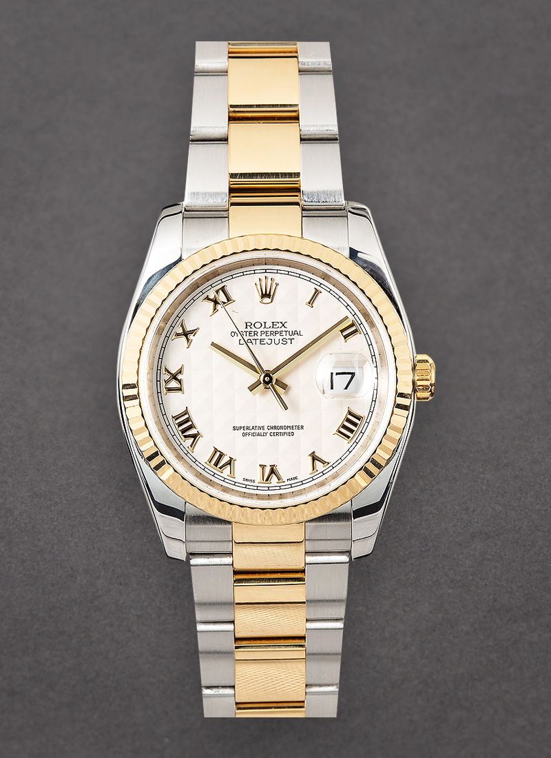 Pre-Owned Rolex Datejust 36mm in Steel with Yellow Gold Fluted Bezel