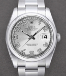 Datejust 36mm in Steel with Smooth Bezel on Oyster Bracelet with Silver Concentric Arabic Dial