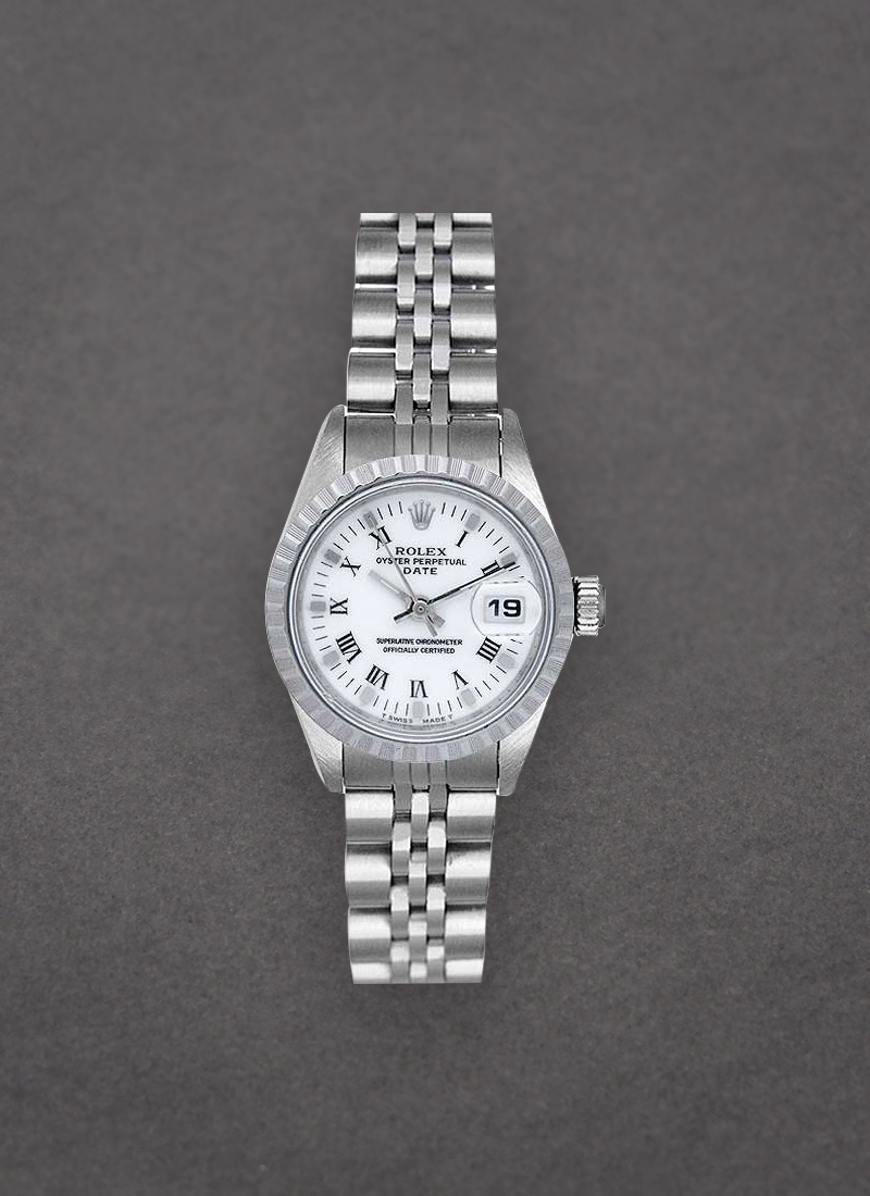 Pre-Owned Rolex Datejust 26mm Ladys in Steel with Engine Turned Bezel