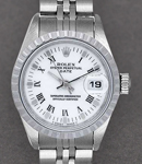 Datejust 26mm Ladys in Steel with Engine Turned Bezel on Bracelet with White Roman Dial