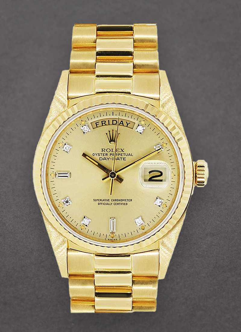 Pre-Owned Rolex President Day Date 36mm in Yellow Gold with Fluted Bezel