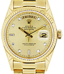 President Day Date 36mm in Yellow Gold with Fluted Bezel on President Bracelet with Champagne Diamond Dial