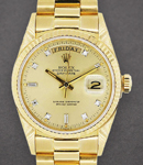 President Day Date 36mm in Yellow Gold with Fluted Bezel on President Bracelet with Champagne Diamond Dial