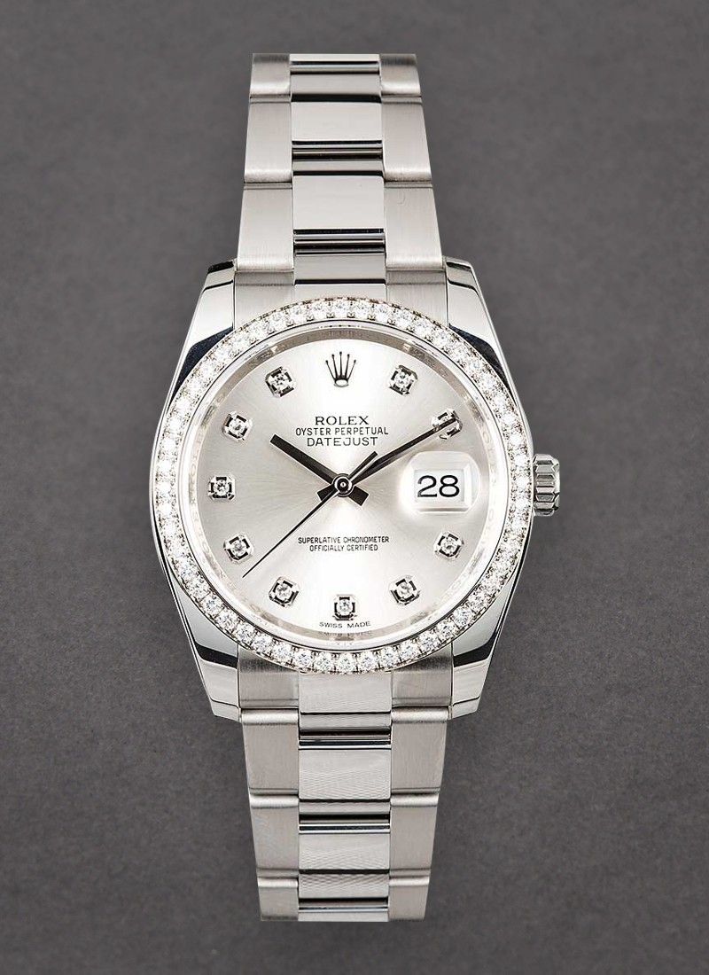 Pre-Owned Rolex Datejust 36mm in Steel with Diamond Bezel