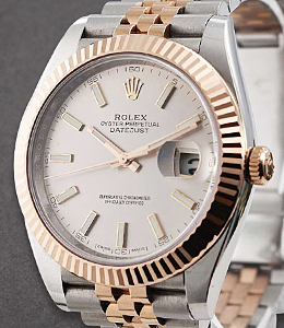 Datejust || 2-Tone 41mm with Fluted Bezel on Jubilee Bracelet with Sundust Stick Dial