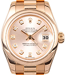 Ladies President in Rose Gold with Smooth Bezel on Rose Gold President Bracelet with Pink Diamond Dial