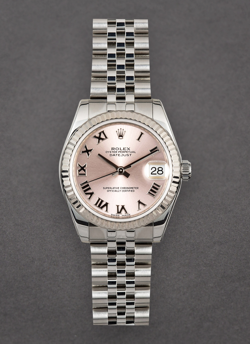 Pre-Owned Rolex DateJust 31mm in Steel with White Gold Fluted Bezel