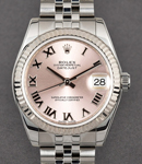 DateJust 31mm in Steel with White Gold Fluted Bezel on Steel Jubilee Bracelet with Pink Roman Dial