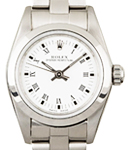 Oyster Perpetual - Ladies - No Date - Steel - Smooth Bezel on Oyster Bracelet with White Roman Dial