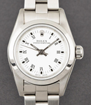 Oyster Perpetual - Ladies - No Date - Steel - Smooth Bezel on Oyster Bracelet with White Roman Dial