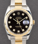 Datejust 36mm 2-Tone on Oyster Bracelet with Black Diamond Dial