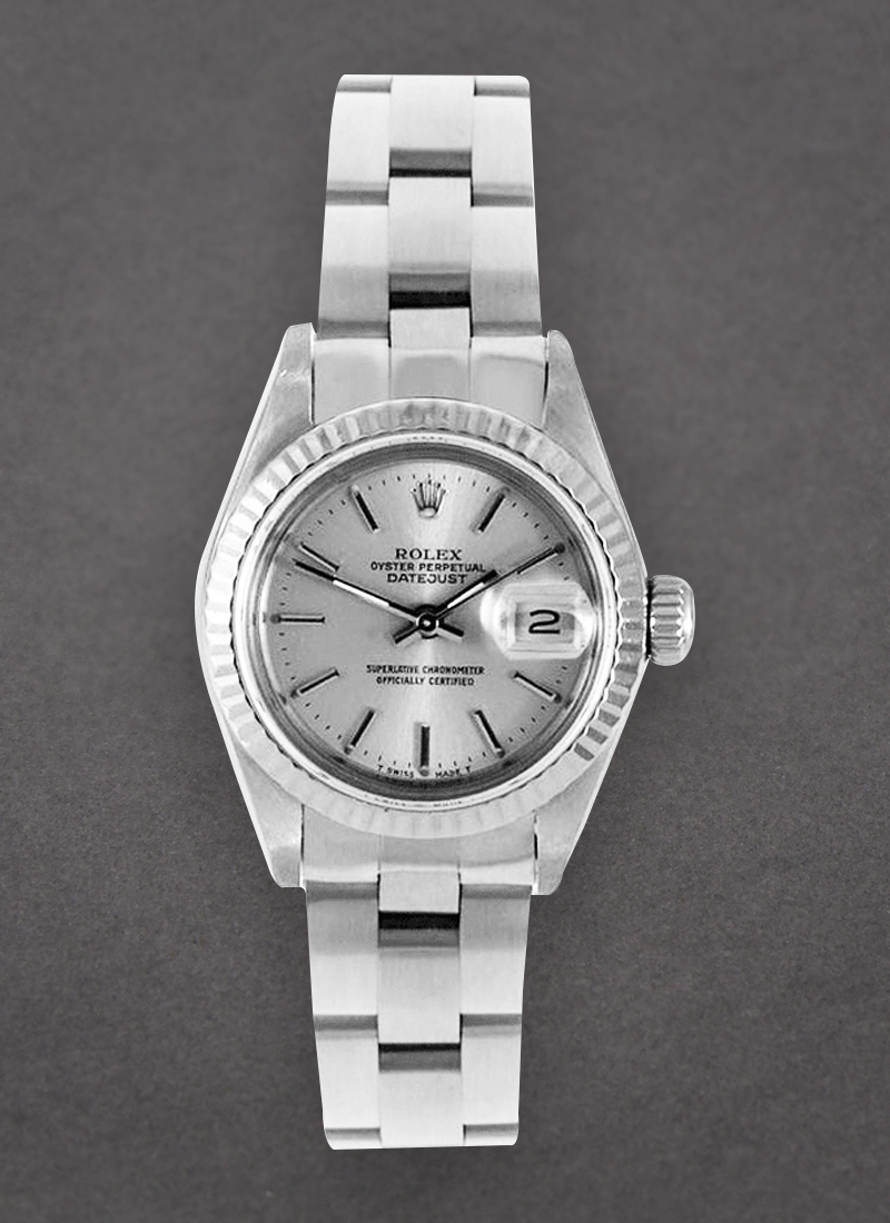 Pre-Owned Rolex Datejust Lady's in Steel with White Gold Fluted Bezel