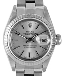 Datejust Lady's in Steel with White Gold Fluted Bezel on Steel Oyster Bracelet with Silver Stick Dial