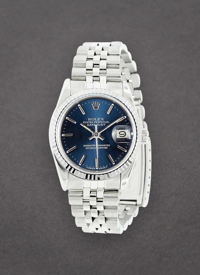 Pre-Owned Rolex Datejust 26mm Ladies in Steel with White Gold Fluted Bezel