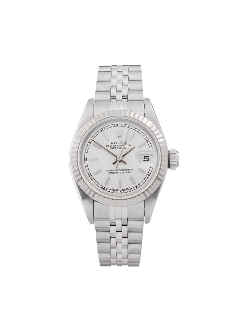 Pre-Owned Rolex Datejust Ladies 26mm in Steel with White Gold Fluted Bezel