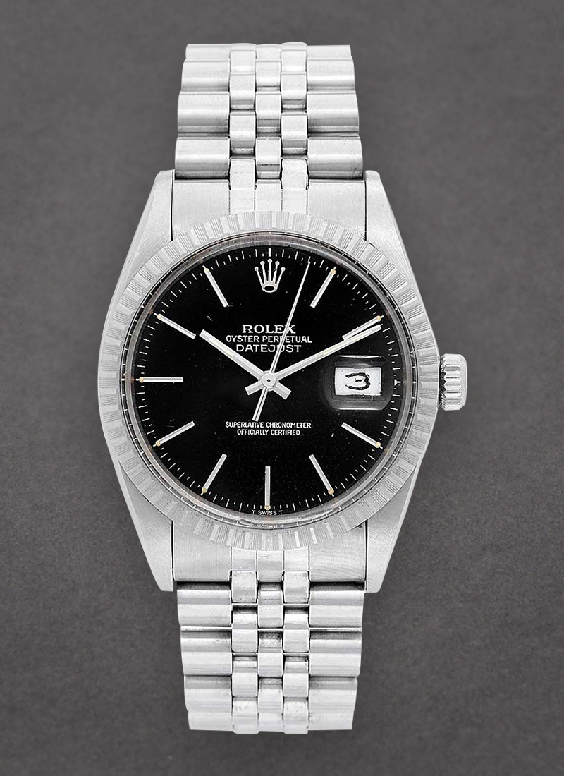 Pre-Owned Rolex Datejust 36mm in Steel with Engine Turned Bezel