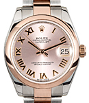 Datejust 31mm in Steel with Rose Gold Smooth Bezel on Oyster Bracelet with Pink Roman Dial