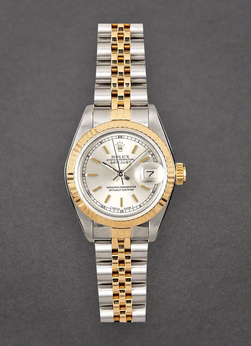 Pre-Owned Rolex Ladies 26mm Datejust in Steel with Yellow Gold Fluted Bezel