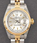 Ladies 26mm Datejust in Steel with Yellow Gold Fluted Bezel on Bracelet with Silver Stick Dial