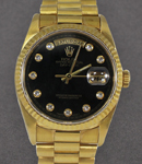 Day-Date 36mm President in Yellow Gold with Fluted Bezel on President Bracelet with Black Diamond Dial