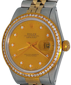 2-Tone Datejust 36mm with Custom Diamond Bezel   on Jubilee Bracelet with Custom Champagne Dial with Diamond Hour Markers