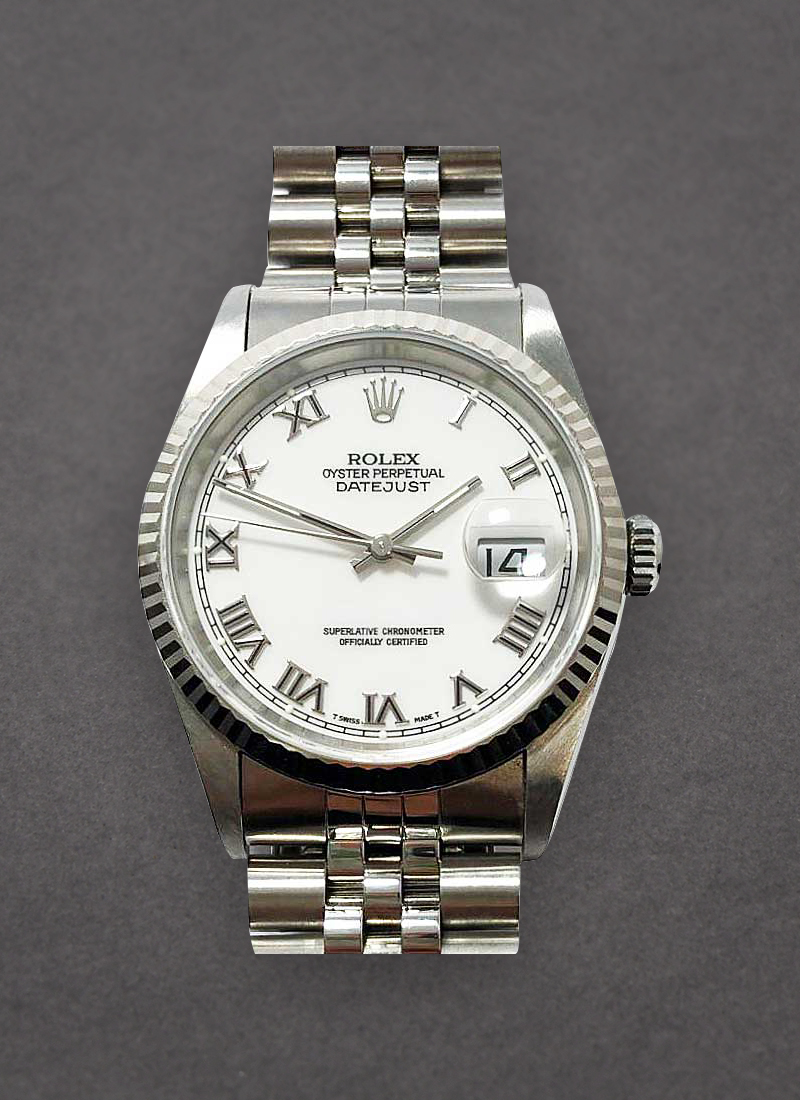 Pre-Owned Rolex Datejust  36mm in Steel with WG Fluted Bezel