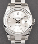 Lady's Datejust 26mm in Steel with Smooth Bezel on Steel Oyster Bracelet with Silver Stick Dial