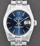 Mid Size Datejust 31mm in Steel with Fluted Bezel on Jubilee Bracelet with Blue Stick Dial