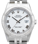 Datejust 36mm with White Gold Thunderbird Bezel on Jubilee Bracelet with White Roman Dial