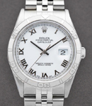 Datejust 36mm with White Gold Thunderbird Bezel on Jubilee Bracelet with White Roman Dial