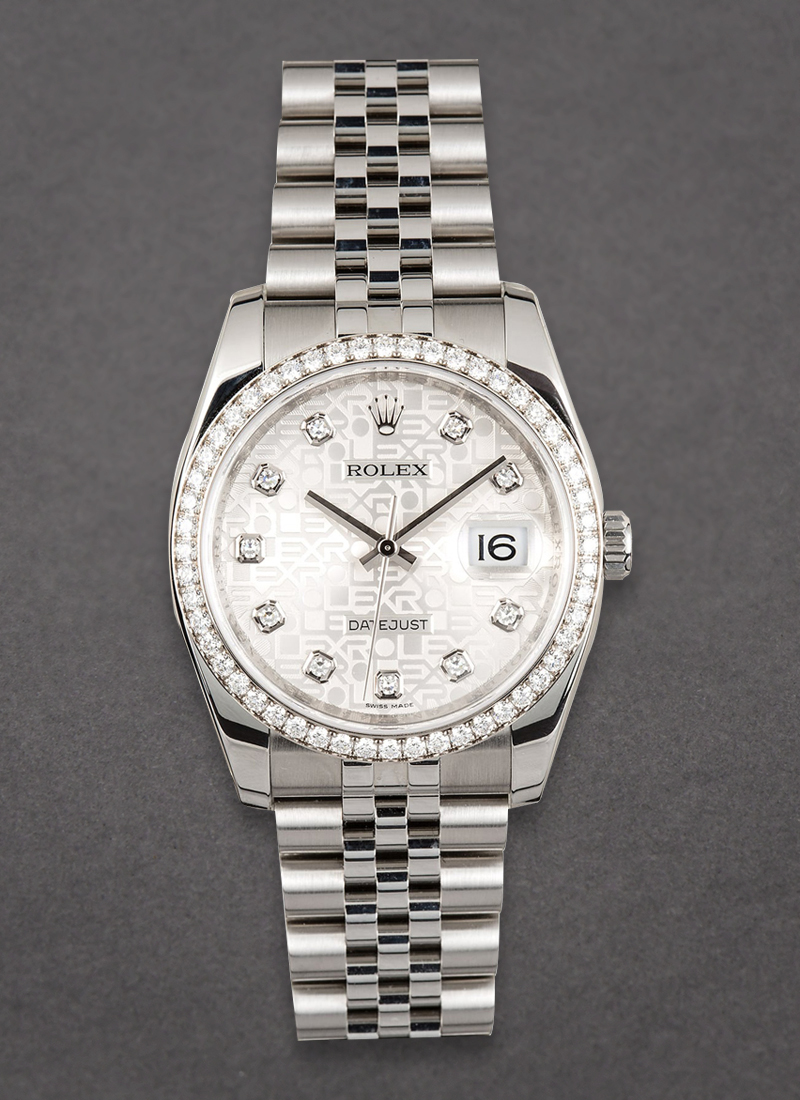 Pre-Owned Rolex Datejust 36mm in Steel with White Gold Diamond Bezel