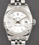 Datejust Lady's in Steel with Fluted Bezel on Steel Jubilee Bracelet with Silver Stick Dial