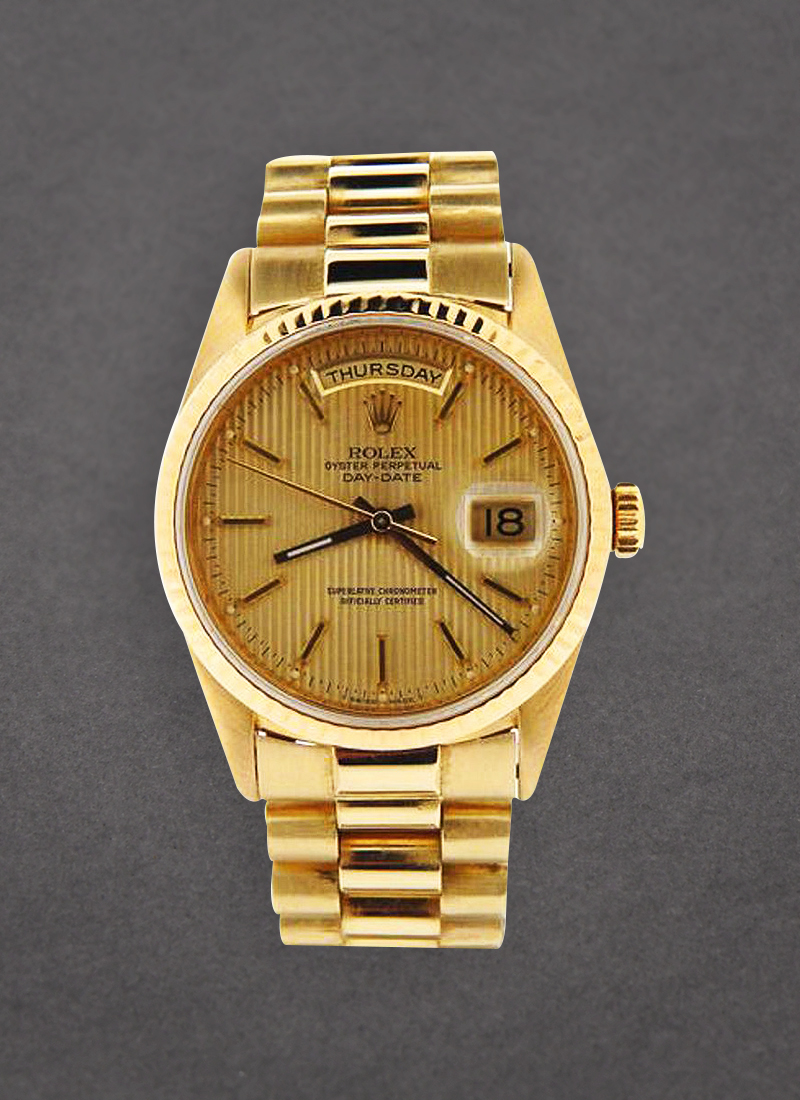 Pre-Owned Rolex Day Date 36mm President in Yellow Gold with Fluted Bezel