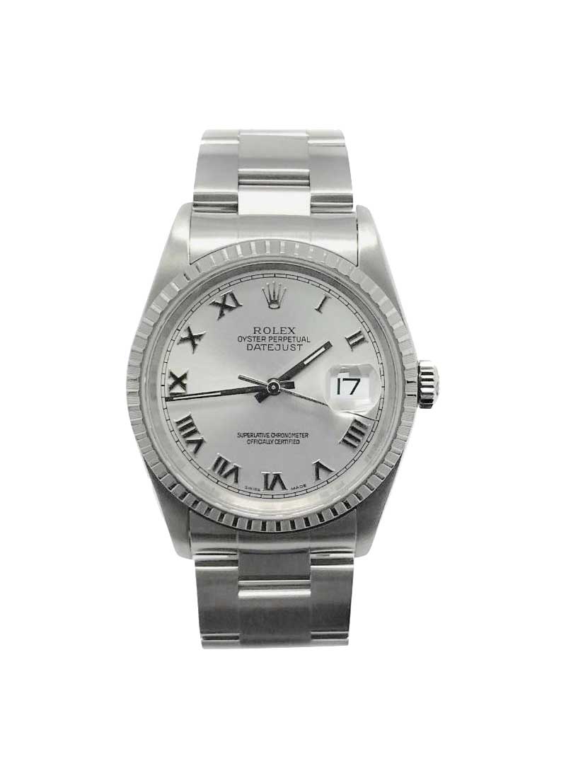 Pre-Owned Rolex Datejust 36mm in Steel with Engine Bezel