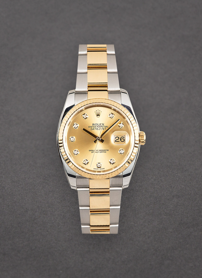 Pre-Owned Rolex Datejust 36mm in Steel with Yellow Gold Fluted Bezel