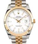 2-Tone Datejust 41mm with Fluted Bezel on Jubilee Bracelet with White Stick Dial