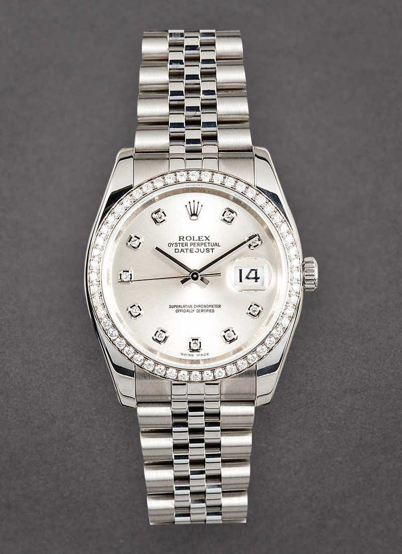 Pre-Owned Rolex Datejust 36mm in Steel with Diamond Bezel