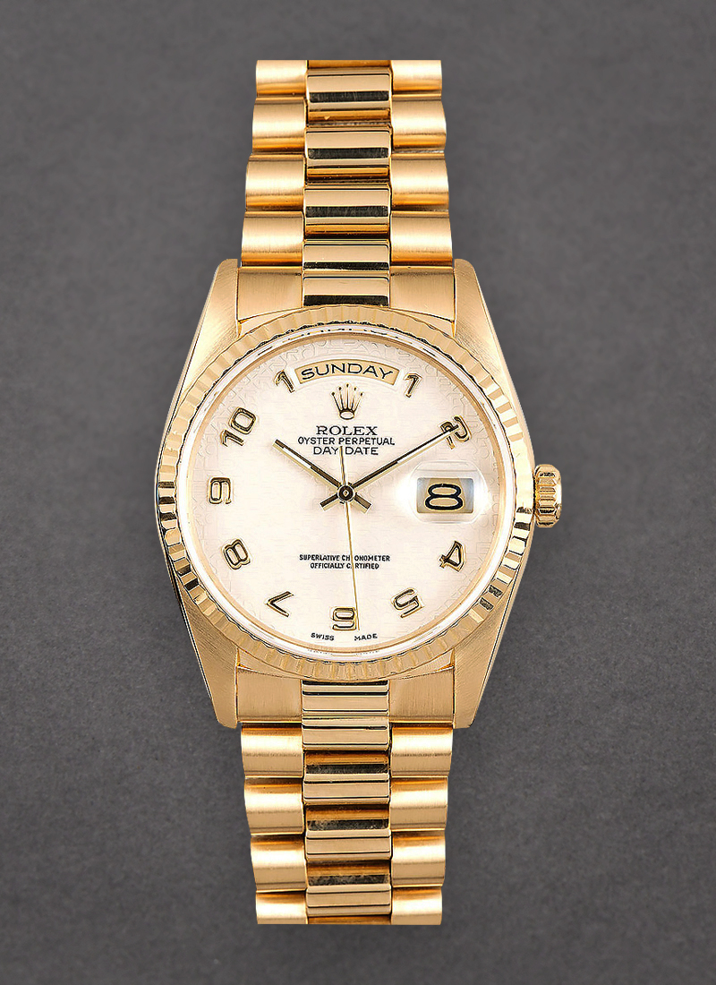 Pre-Owned Rolex President Day Date 36mm in Yellow Gold with Fluted Bezel