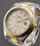 Datejust II 41mm in Steel with Yellow Gold Fluted Bezel on Oyster Bracelet with Ivory Stick Dial