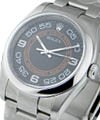 Oyster Perpetual 36mm in Steel with Smooth Bezel on Oyster Bracelet with Black Arabic Dial