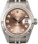 Datejust 26mmin Steel with White Gold Fluted Bezel on Bracelet with Pink Diamond Dial