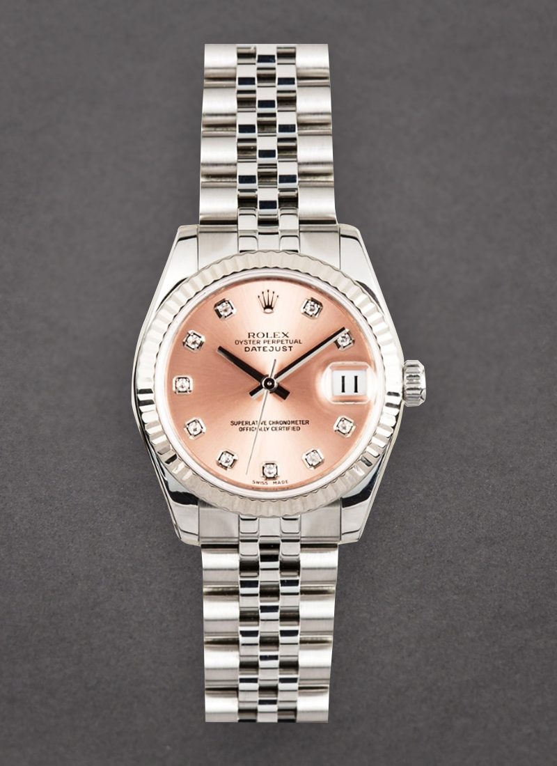 Pre-Owned Rolex DateJust 31mm in Steel with White Gold Fluted Bezel