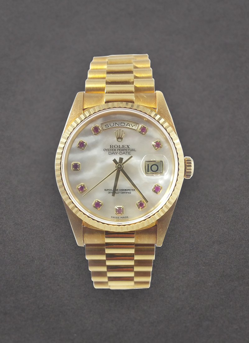 Pre-Owned Rolex Day Date 36mm President in Yellow Gold with Fluted Bezel 