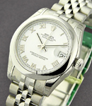 Mid Size 31mm Datejust in Steel with Smooth Bezel on Bracelet with White Roman Dial