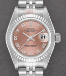 Datejust 26mm in Steel with White Gold Fluted Bezel on Steel Jubilee Bracelet with Pink Roman Dial