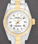 Datejust 26mm Ladies in Steel with Yellow Gold Fluted Bezel on Oyster Bracelet with White Roman Dial